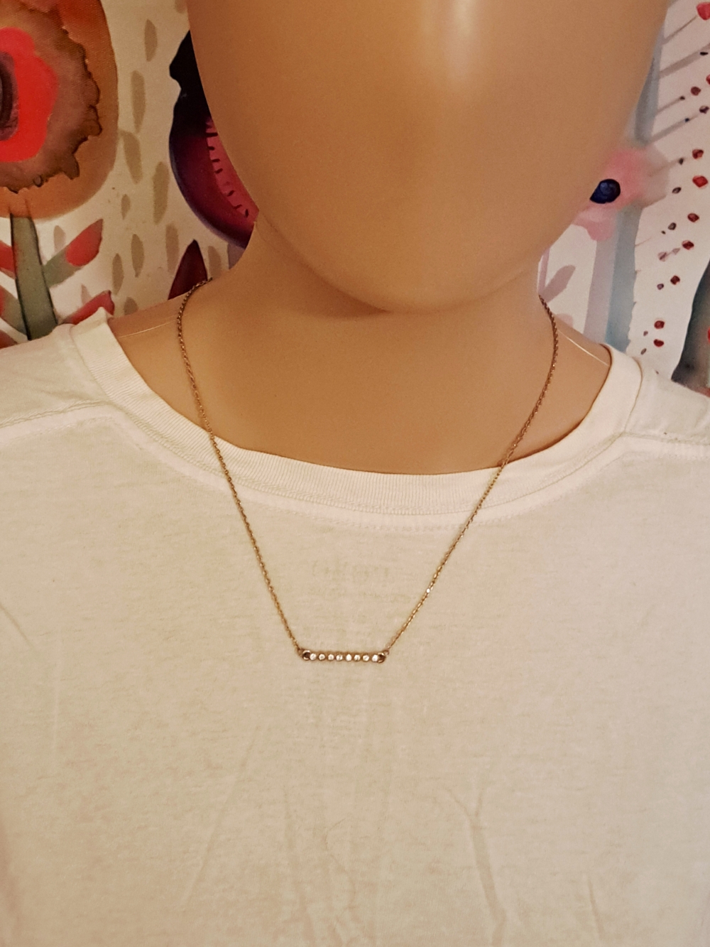Delicate Gold Bar Necklace with Crystal Accents